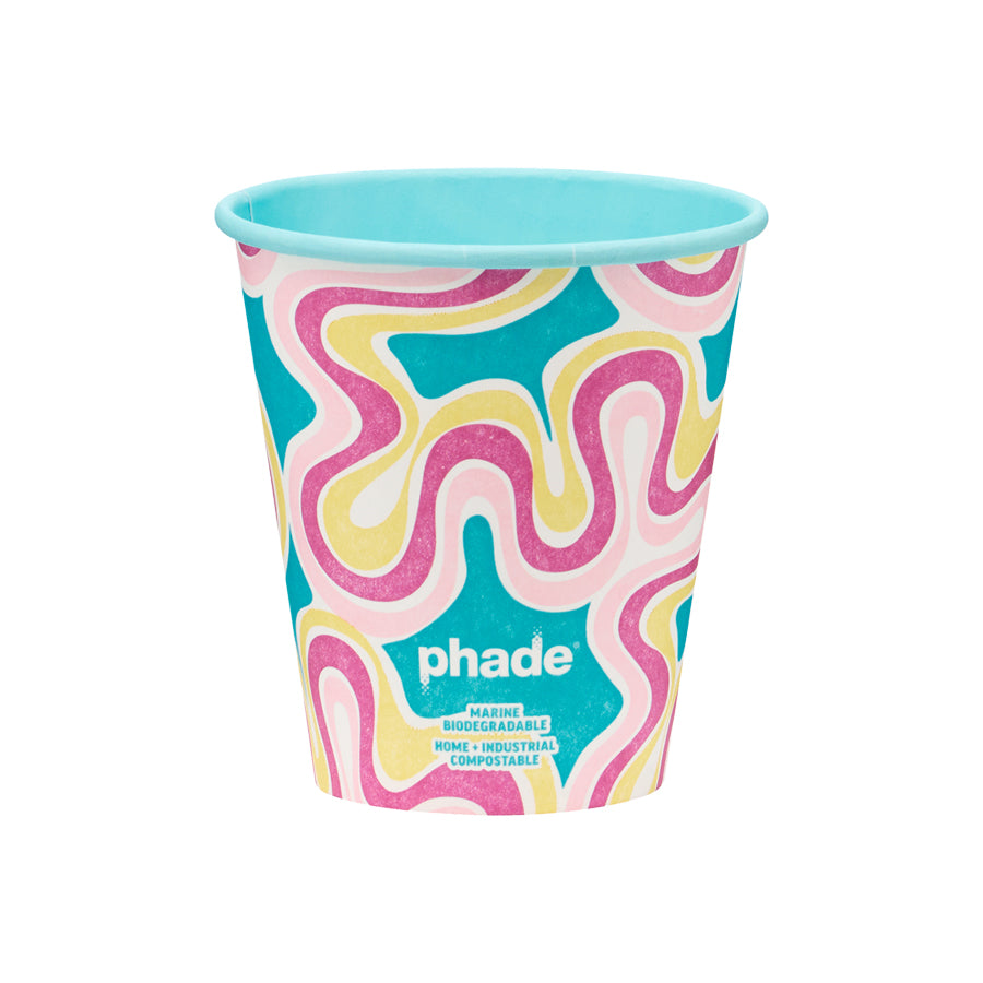 12oz Paper Hot Cups with Lids, Squiggle Multi Color, 80 Count