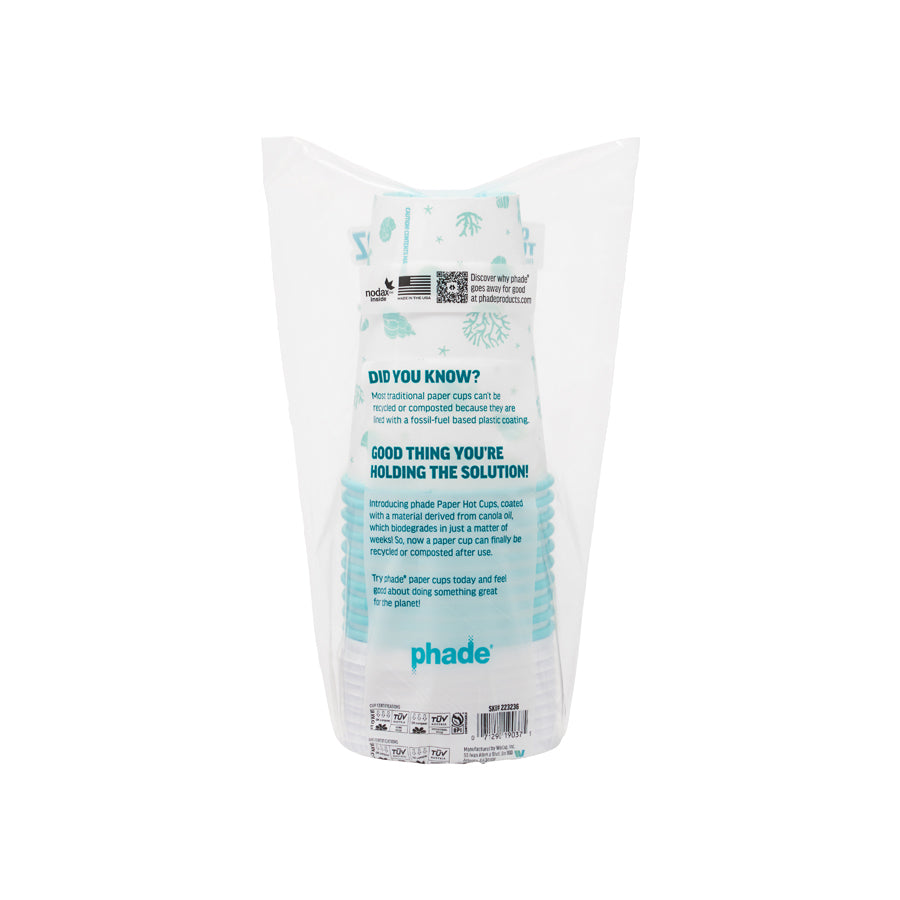 16oz Paper Hot Cups with Lids, Sealife, 80 Count