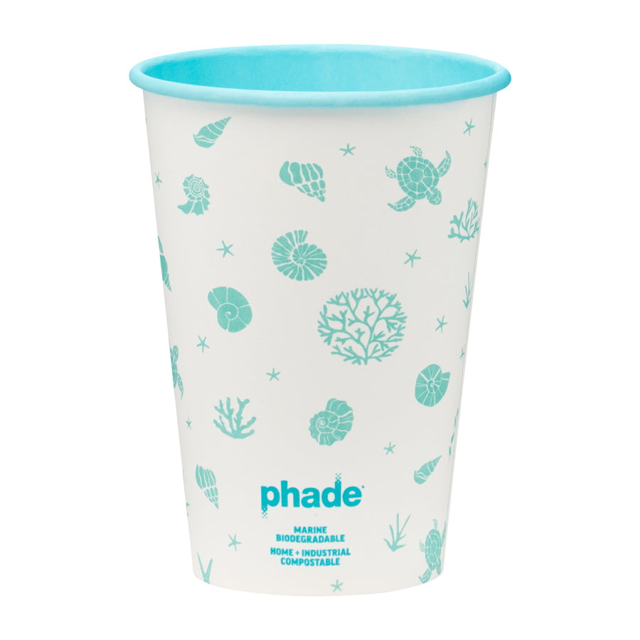 16oz Paper Hot Cups with Lids, Sealife, 80 Count
