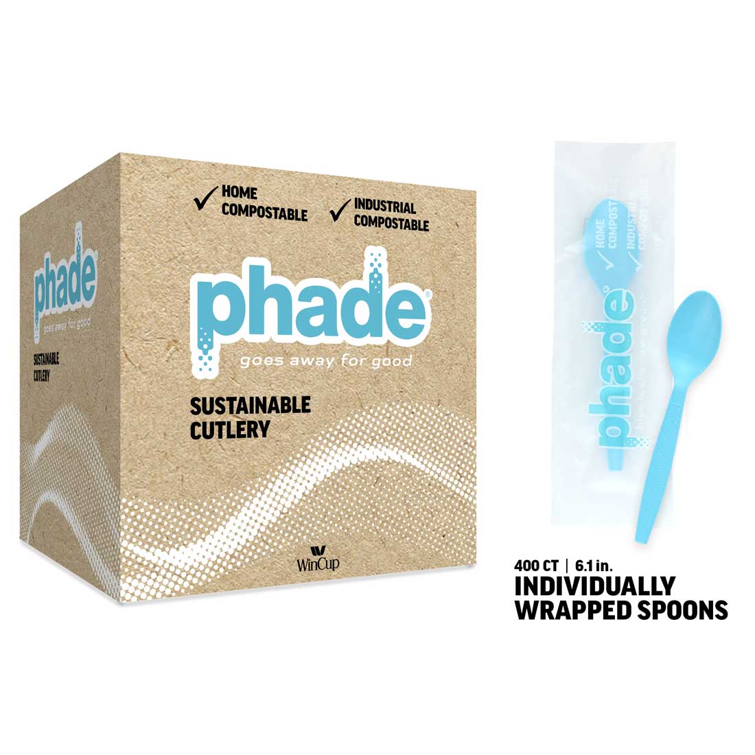 100% Compostable Spoons - 400 Count Bulk, Wrapped