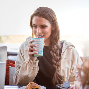 16oz Paper Hot Cups with Lids, Blue Diamond, 80 Count