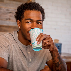16oz Paper Hot Cups with Lids, Blue Diamond, 80 Count